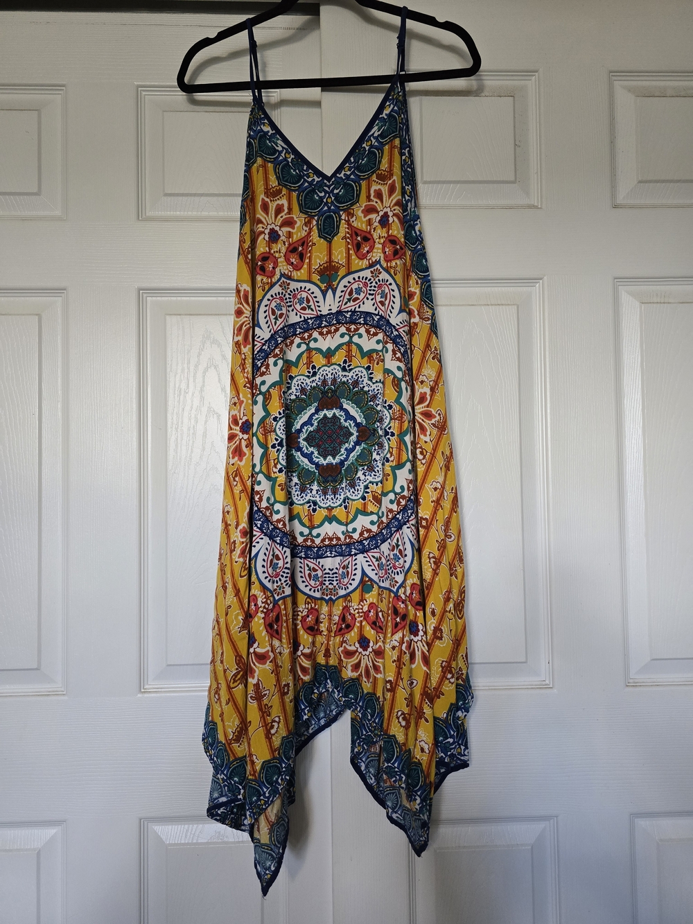 Jealous Tomato Yellow Multicolor Asymmetrical Handkerchief Hem Dress